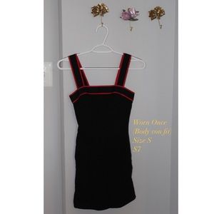 Black with red detail strap dress